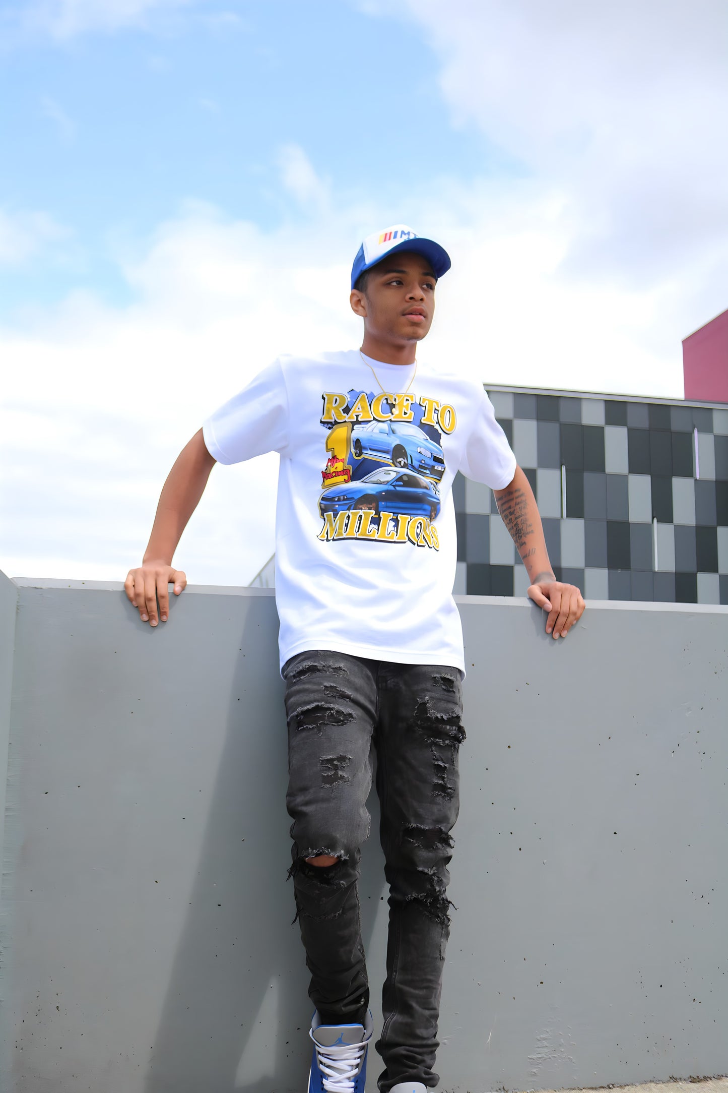 Race To Millions White Heavyweight Tee