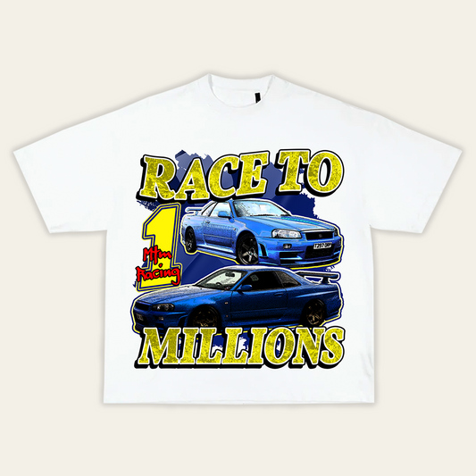 Race To Millions White Heavyweight Tee